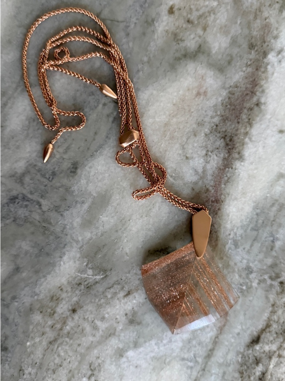 Kendra Scott Rose Gold Faceted Glass Pendant Necklace